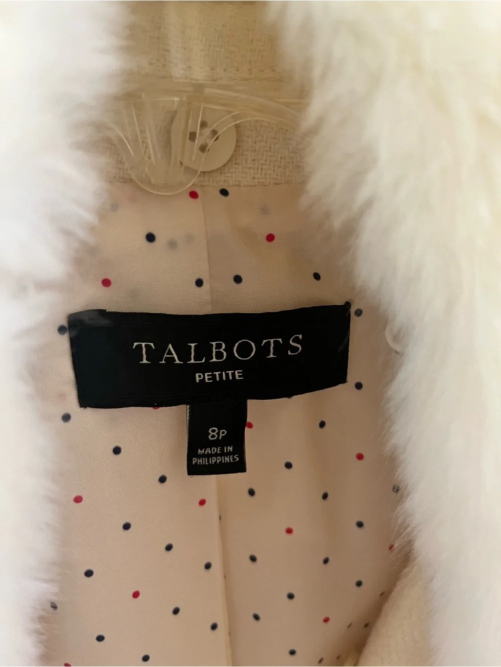 Talbots Winter white blazer, 8P